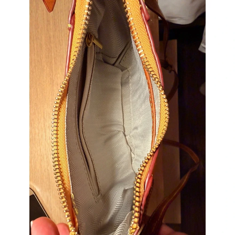Dooney & Bourke Pebble Leather Mini Crossbody Bag‎ Yellow Brown Trim NEW Vintage